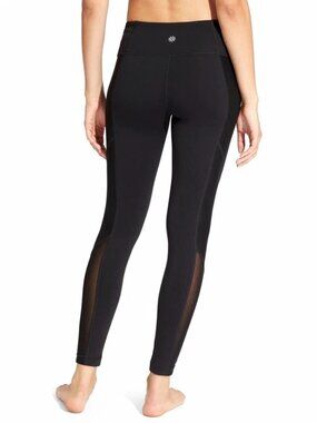 Athleta High Rise Mesh Tux Black Tight Legging Pants Yoga Fitness - Size Medium